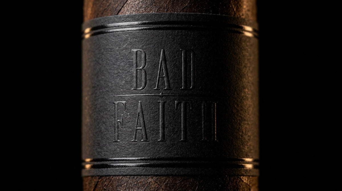 Free Agent cigar band, embossed Bad Faith wordmark
